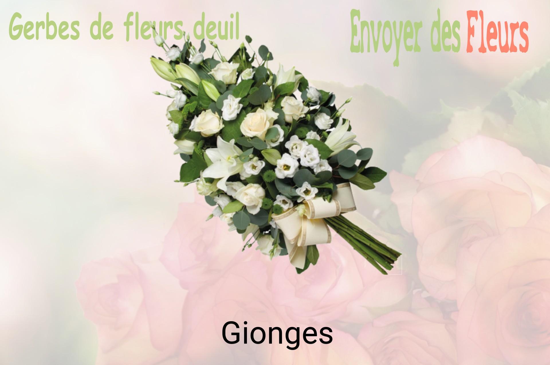 Gerbe de fleurs de deuil livrée à Gionges